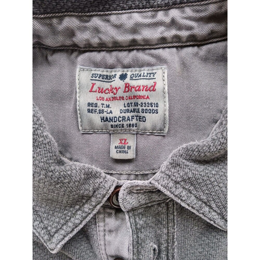 Lucky Brand Polo Shirt Men XL Gray Pullover Double Pocket Short Sleeve - Picture 2 of 4